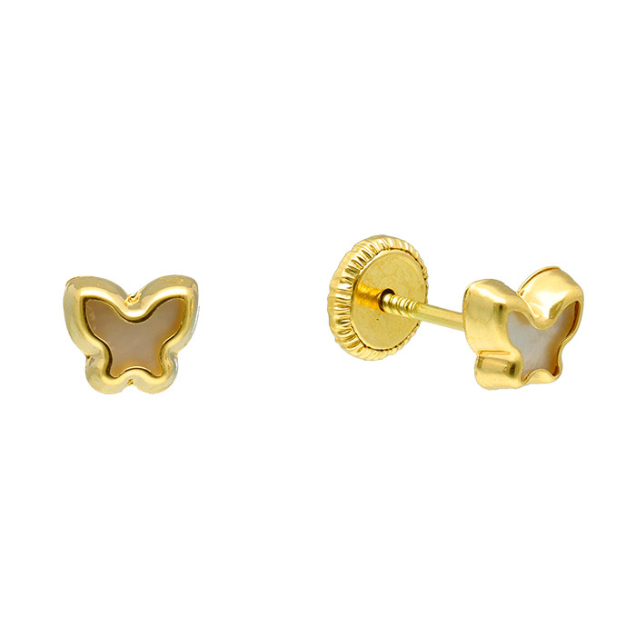PENDIENTES EN ORO MARIPOSA NACAR