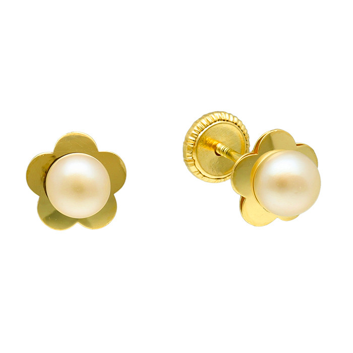 PENDIENTES EN ORO FLOR PERLA CULTIVADA
