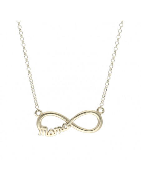 GARGANTILLA MAMA  CON INFINITO MALLA OVALINA PLATA