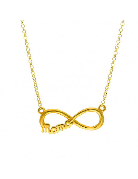 GARGANTILLA PLATA DORADA MAMA CON INFINITO MALLA OVALINA
