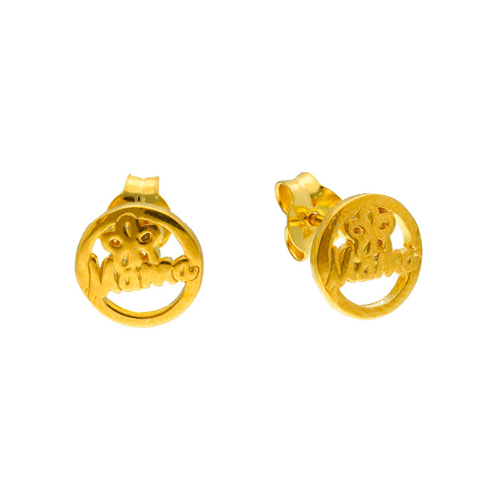 PENDIENTES EN PLATA DORADA LETRAS MAMA