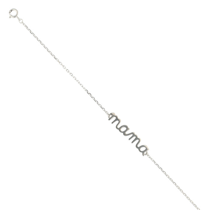 PULSERA EN PLATA LETRAS MAMA MALLA OVALINA