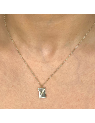 GARGANTILLA EN PLATA DORADA COLGANTE LOVE