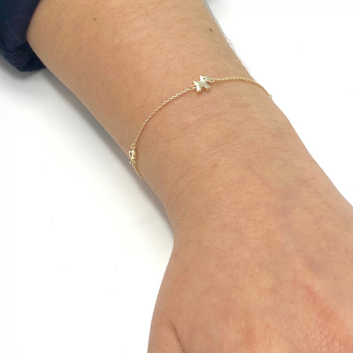 PULSERA EN PLATA DORADA PERRO Y CIRCONITAS BLANCAS 2