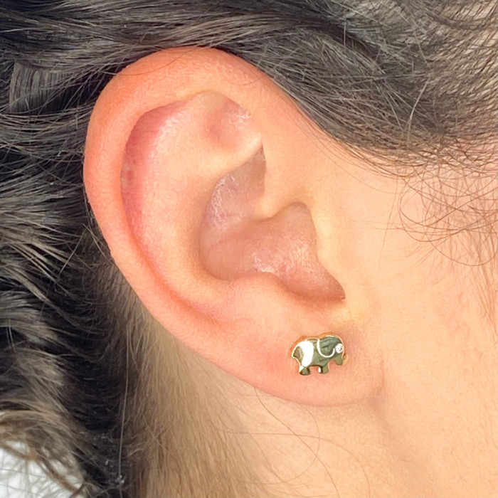 PENDIENTES EN PLATA DORADA ELEFANTE CON CIRCONITA 2