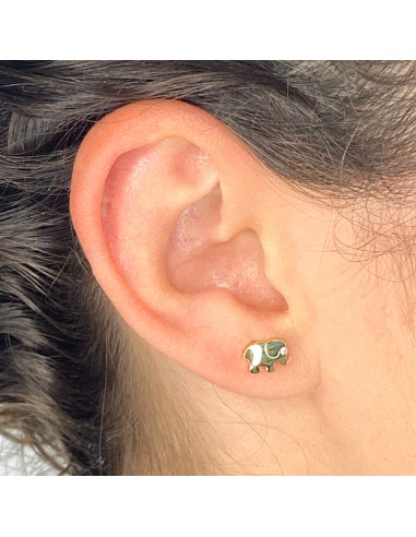 PENDIENTES EN PLATA DORADA ELEFANTE CON CIRCONITA