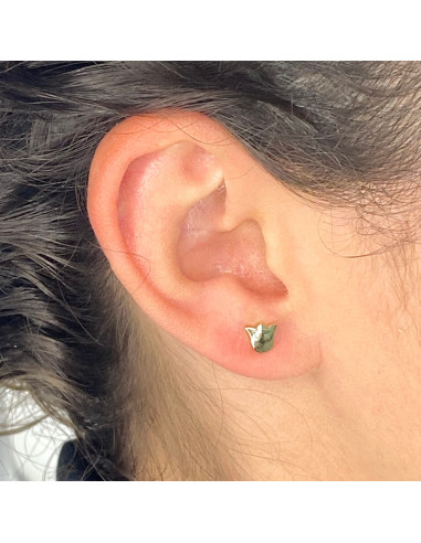 PENDIENTES EN PLATA DORADA TULIPAN CON CIRCONITA BLANCA