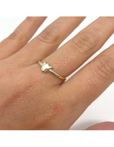 ANILLO EN PLATA  DORADA CON TULIPAN Y CIRCONITA BLANCA