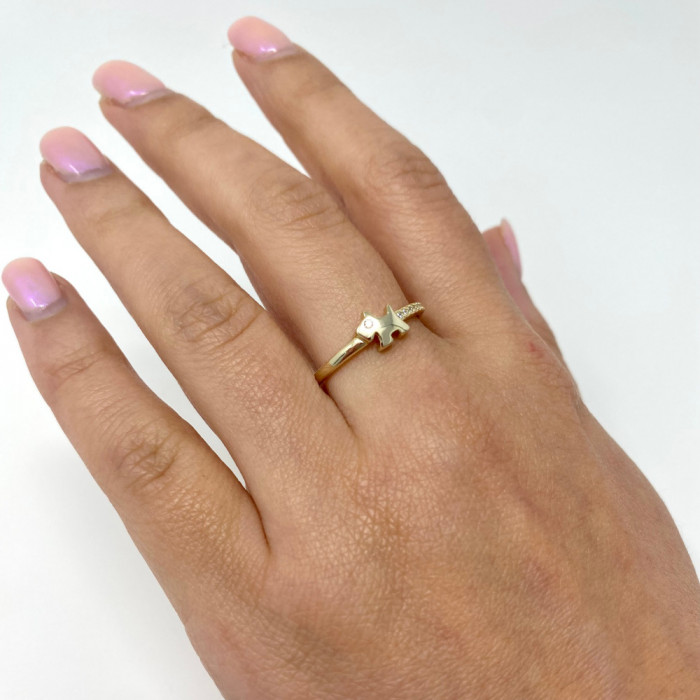 ANILLO EN PLATA DORADA PERRO Y CIRCONITAS BLANCAS 2