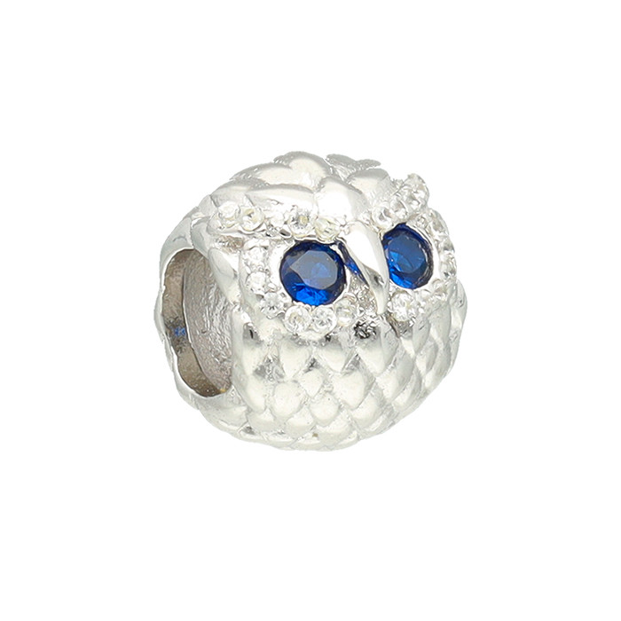 CHARM EN PLATA BUHO OJOS AZULES