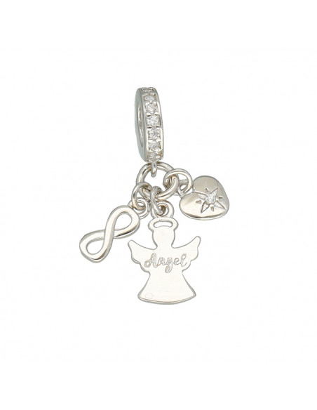 CHARM EN PLATA SEPARADOR COLGANTE ANGEL INFINITO CORAZON