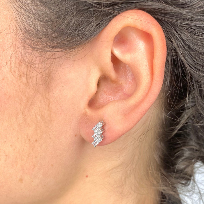 PENDIENTES EN PLATA 3 CIRCONITAS BAGUETTES ESCALERA 2