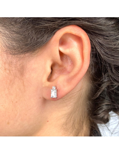 PENDIENTES EN PLATA CIRCONITA REDONDA Y TALLA ESMERALDA