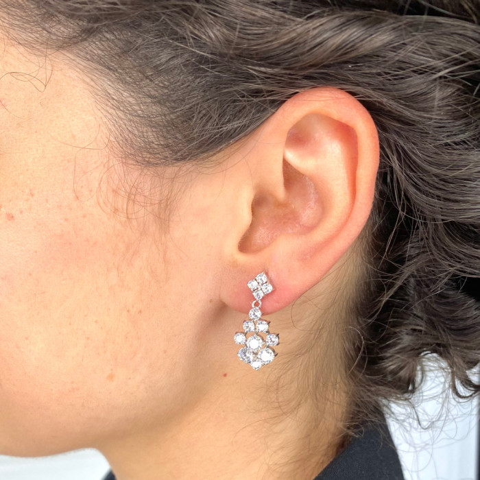 PENDIENTES EN PLATA LARGOS CIRCONITAS ESTILO ART DECO 2