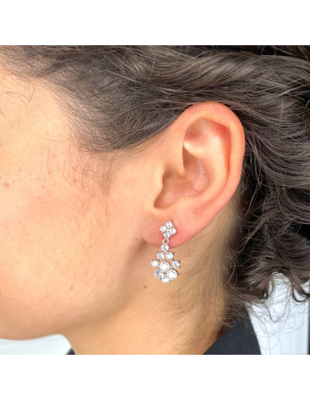 PENDIENTES EN PLATA LARGOS CIRCONITAS ESTILO ART DECO