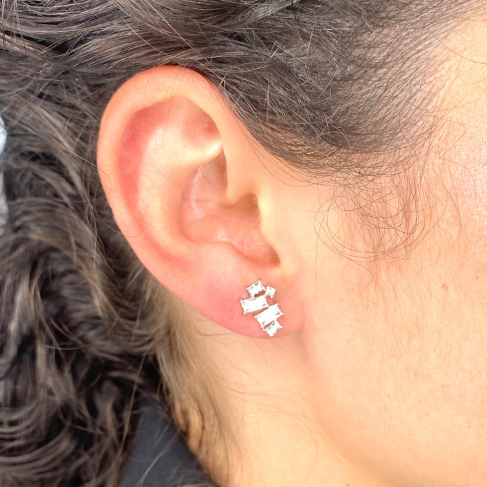PENDIENTES EN PLATA 5 CIRCONITAS TALLA COMBINADA RECTANGULO 2