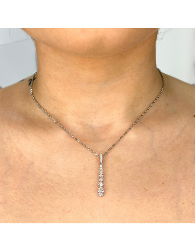 GARGANTILLA EN PLATA COLGANTE CIRCONITAS TALLADAS FORMAS VARIADAS  MALLA SINGAPUR