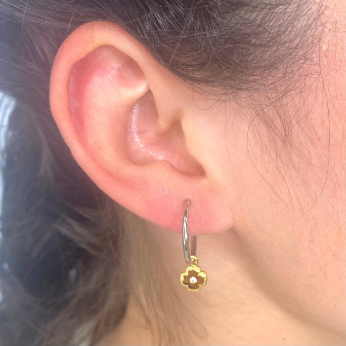 PENDIENTES ARO BICOLOR FLOR 2