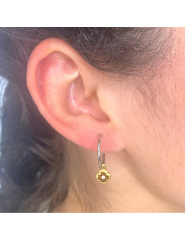 PENDIENTES ARO BICOLOR FLOR