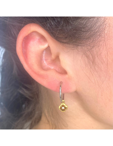 PENDIENTES ARO BICOLOR FLOR