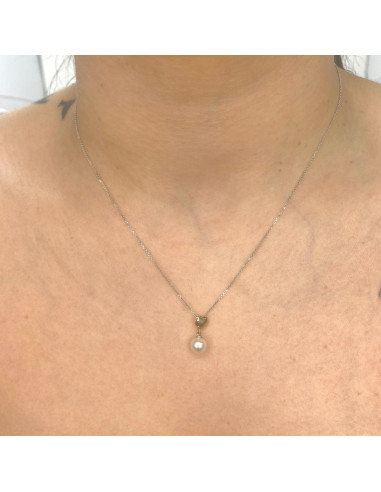 GARGANTILLA BICOLOR EN ORO DE 9 QUILATES CON PERLA