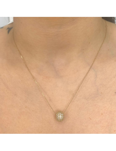 GARGANTILLA EN ORO BOLA CON CIRCONITAS