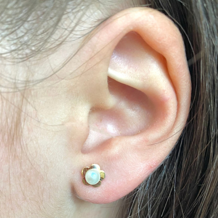 PENDIENTES EN ORO FLOR PERLA CULTIVADA 2