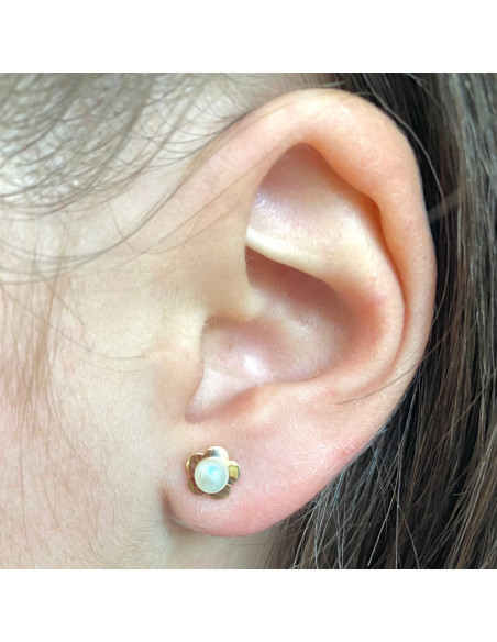 PENDIENTES EN ORO FLOR PERLA CULTIVADA