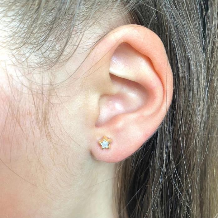 PENDIENTES EN ORO ESTRELLA NACAR 2