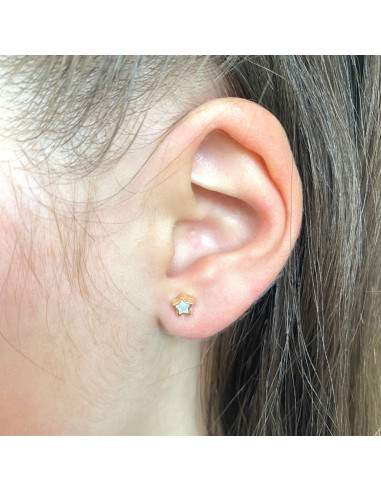 PENDIENTES EN ORO ESTRELLA NACAR