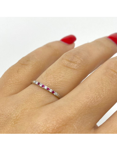 ANILLO EN ORO CON DIAMANTES Y RUBÍES