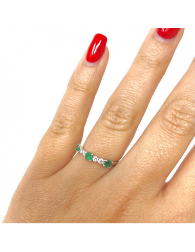 ANILLO EN ORO CON ESMERALDAS Y DIAMANTES