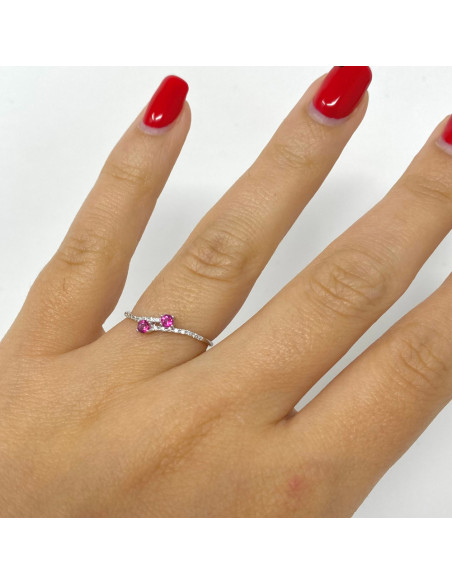 ANILLO EN ORO BLANCO CON TOPACIOS Y DIAMANTES