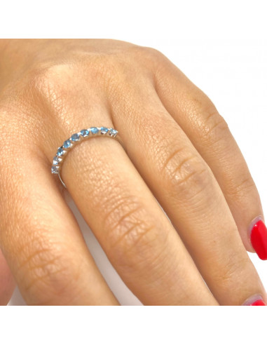 ANILLO EN ORO BLANCO Y TOPACIO AZUL