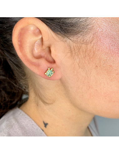 PENDIENTES EN ORO CON MALAQUITA TORTUGA