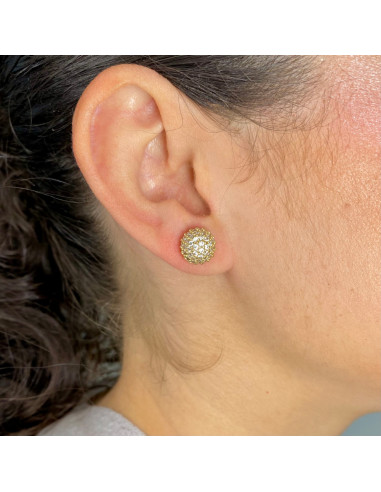 PENDIENTES EN ORO BOLA CON CIRCONITAS