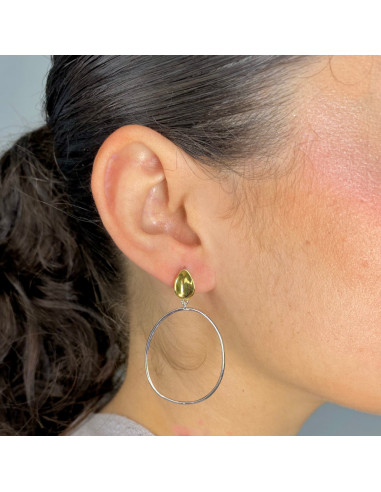 PENDIENTES PLATA ARO GRANDE BICOLOR.