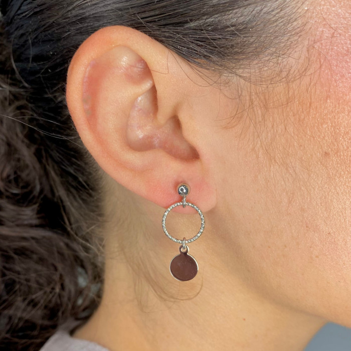 PENDIENTE PLATA COLGANTE CÍRCULOS 2