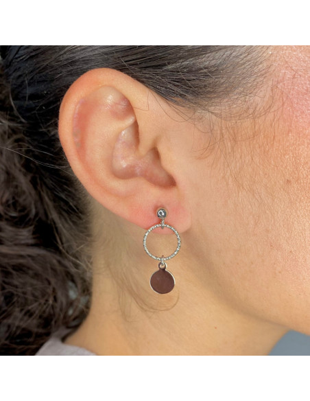 PENDIENTE PLATA COLGANTE CÍRCULOS