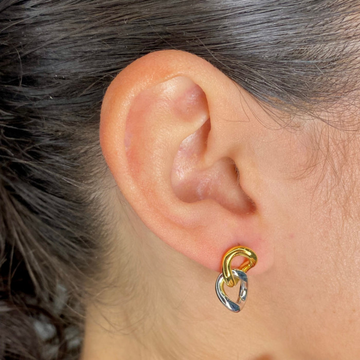 PENDIENTES EN PLATA BICOLOR FORMAS. 2