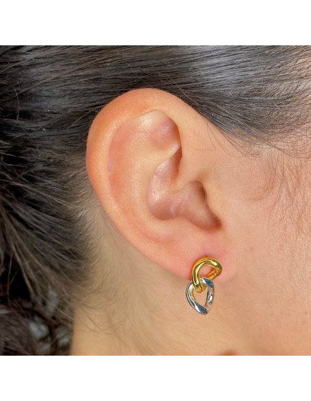 PENDIENTES EN PLATA BICOLOR FORMAS.