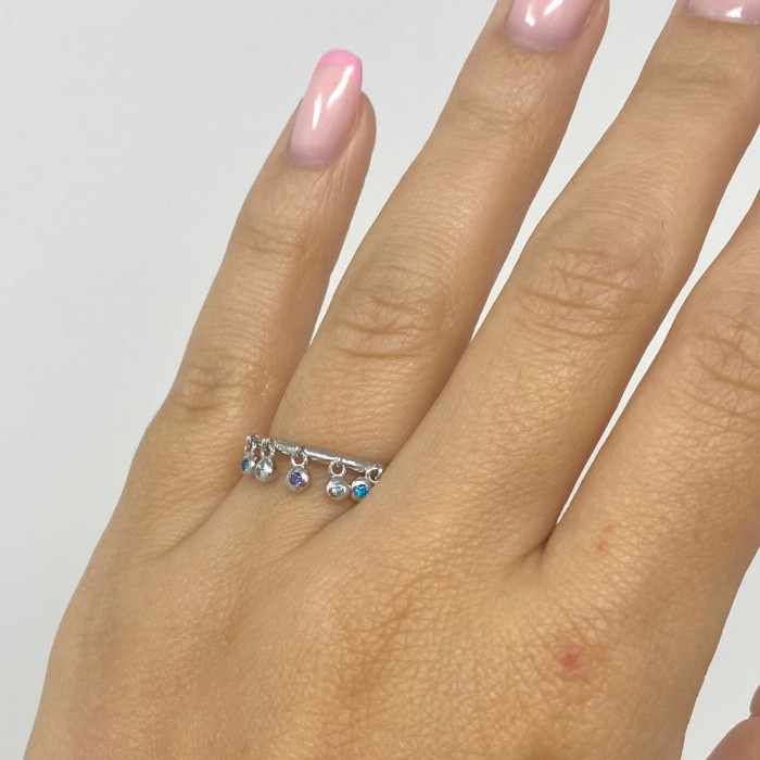 ANILLO CIRCONITAS COLGANTES AZULES 2