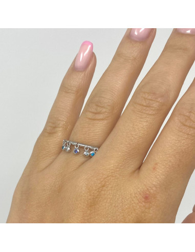 ANILLO CIRCONITAS COLGANTES AZULES