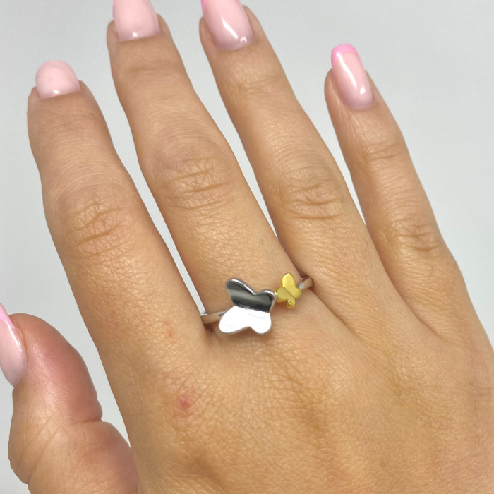 ANILLO EN PLATA MARIPOSAS BICOLOR. 2
