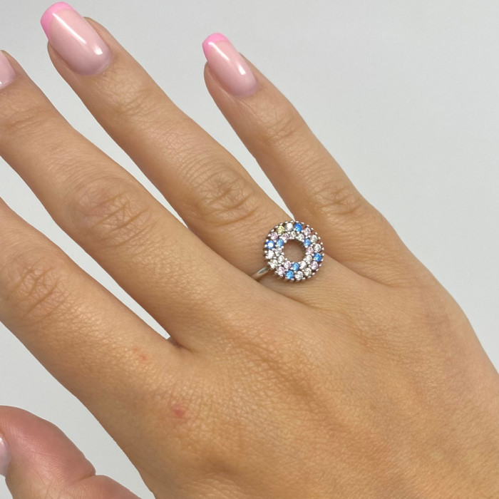 ANILLO PLATA CIRCULO CIRCONITAS COLORES 2