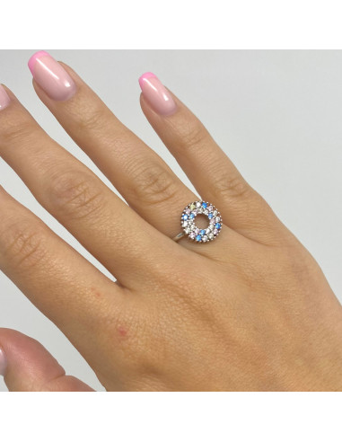 ANILLO PLATA CIRCULO CIRCONITAS COLORES