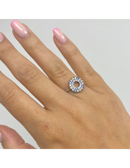 ANILLO PLATA CIRCULO CIRCONITAS COLORES