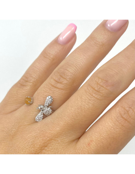 ANILLO EN PLATA CIRCONITAS LIBELULA