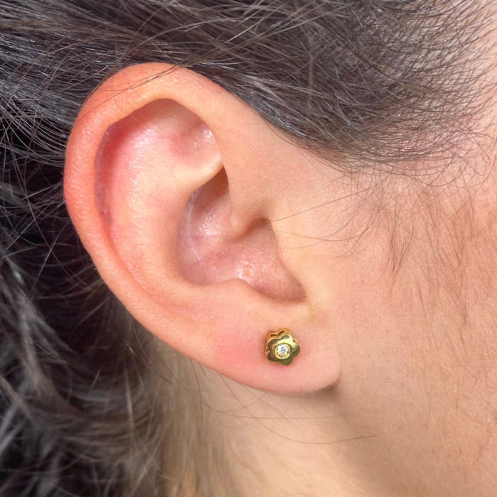 PENDIENTES ORO FLOR Y DIAMANTES 2
