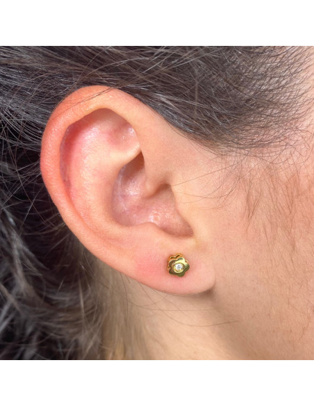 PENDIENTES ORO FLOR Y DIAMANTES
